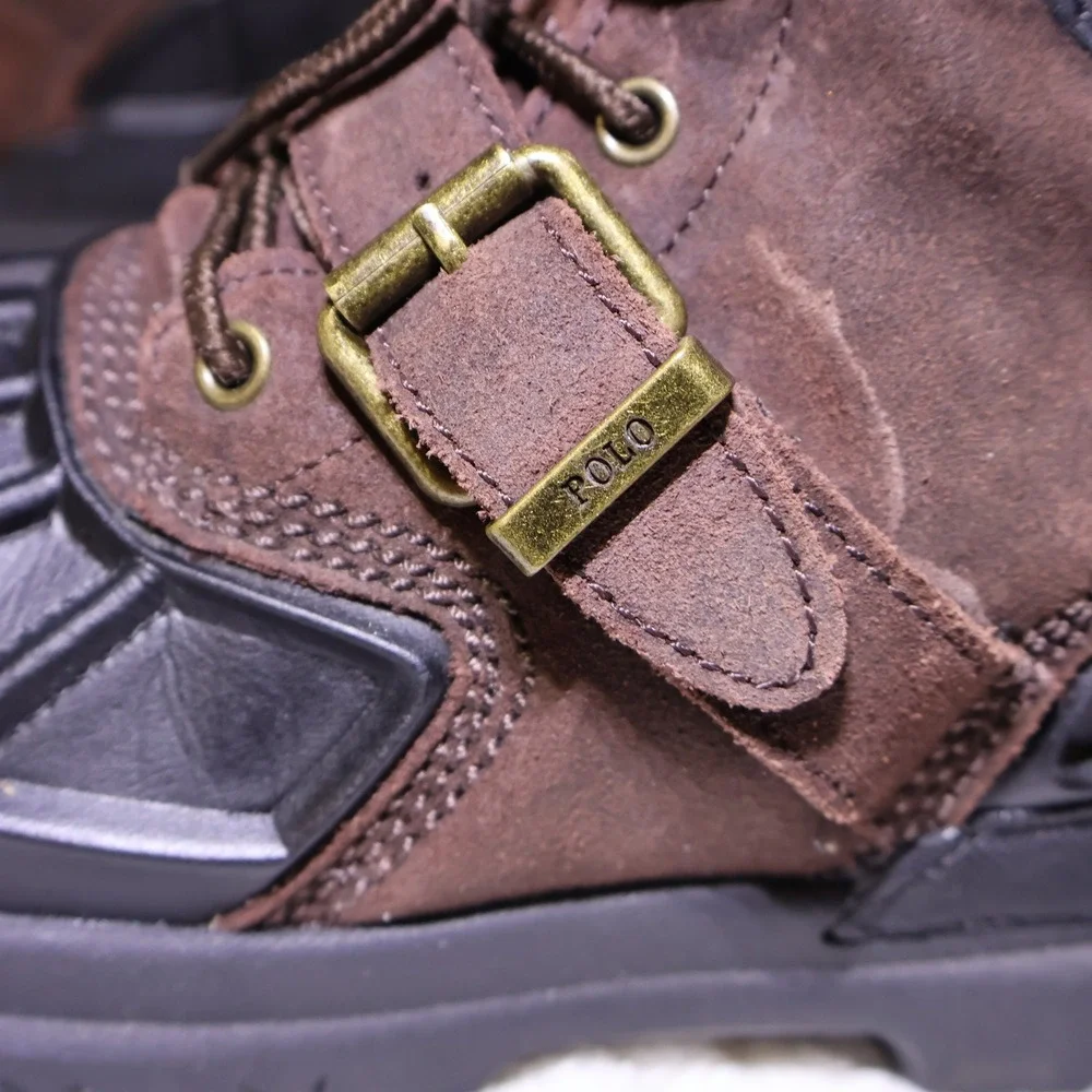 Polo Ralph Lauren Kids 4 Oslo High Duck Boots Brown Suede Buckle